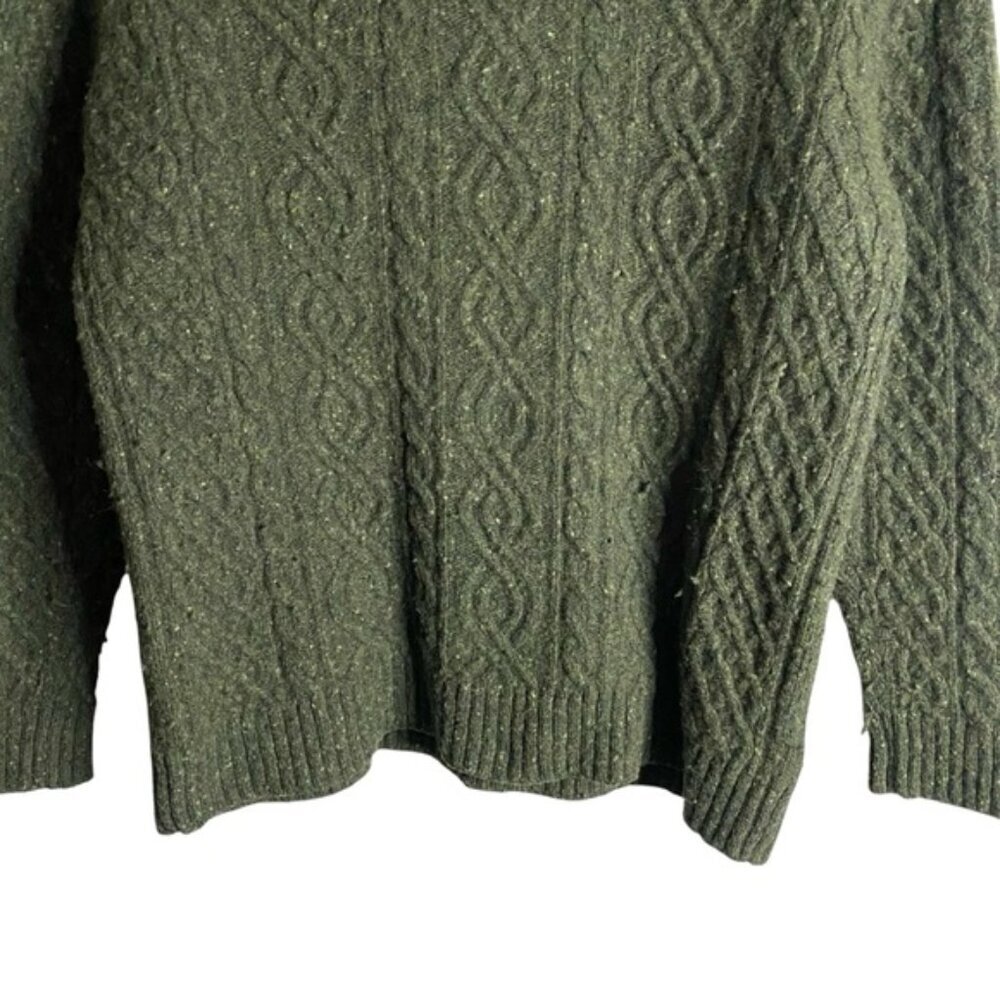 Benson Men's Green Shawl Collar Cable Knit Sweater - Picture 3 of 6